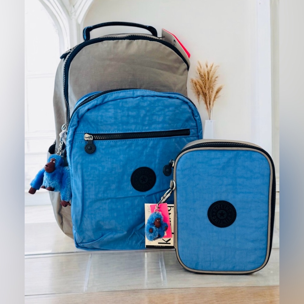 Kipling Seoul Large 15" Laptop Backpack & 100 Pencil Case Bright Sky